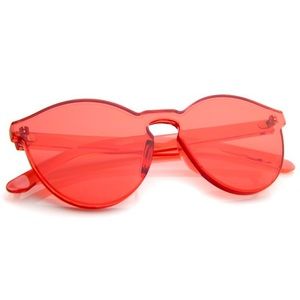 sunglassLA Unisex Lens Rimless Ultra-Bold Colorful Mono Block Sunglasses Red